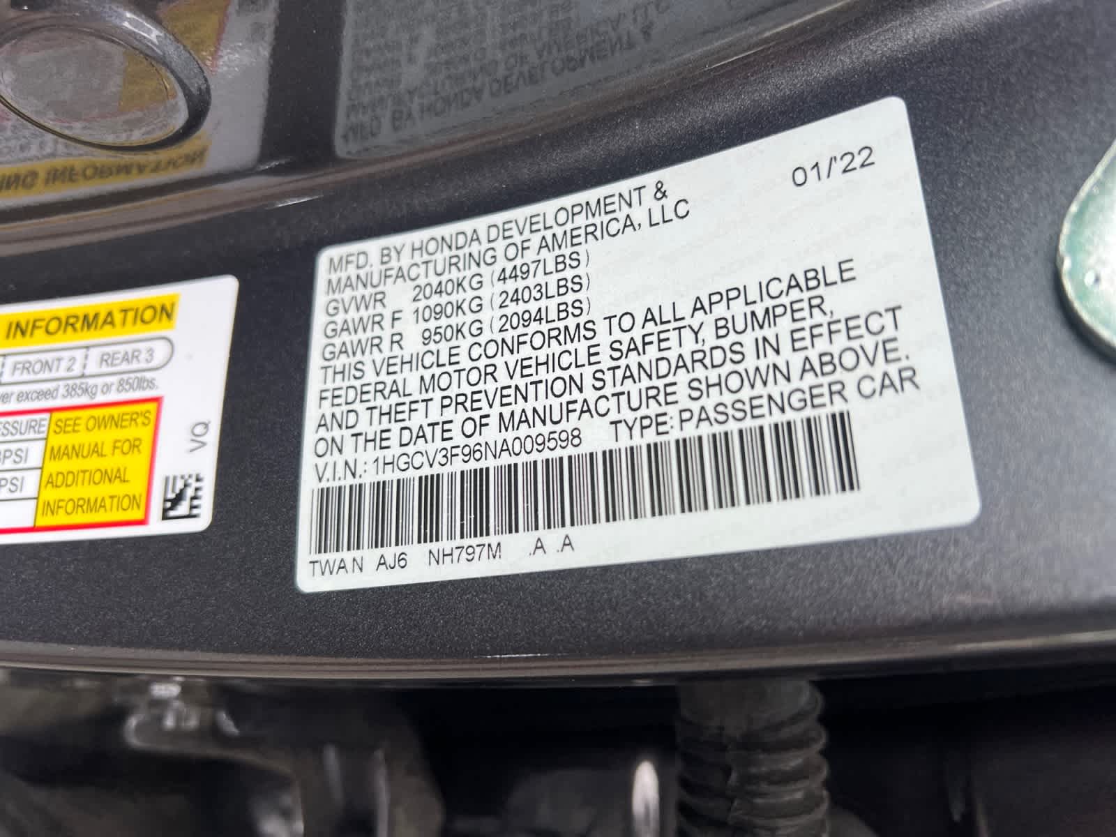 2022 Honda Accord Hybrid Touring Sedan