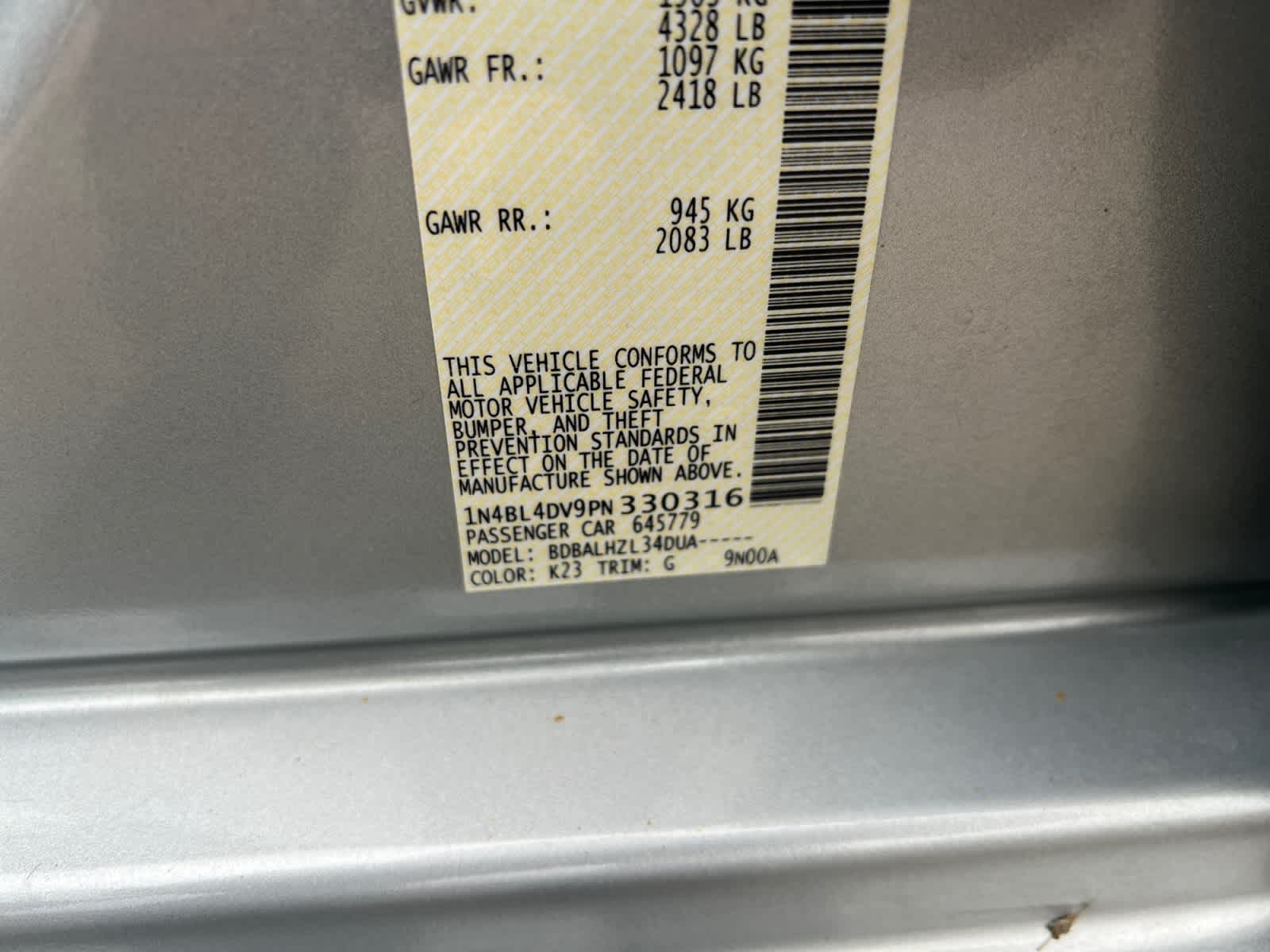 2023 Nissan Altima 2.5 SV Sedan