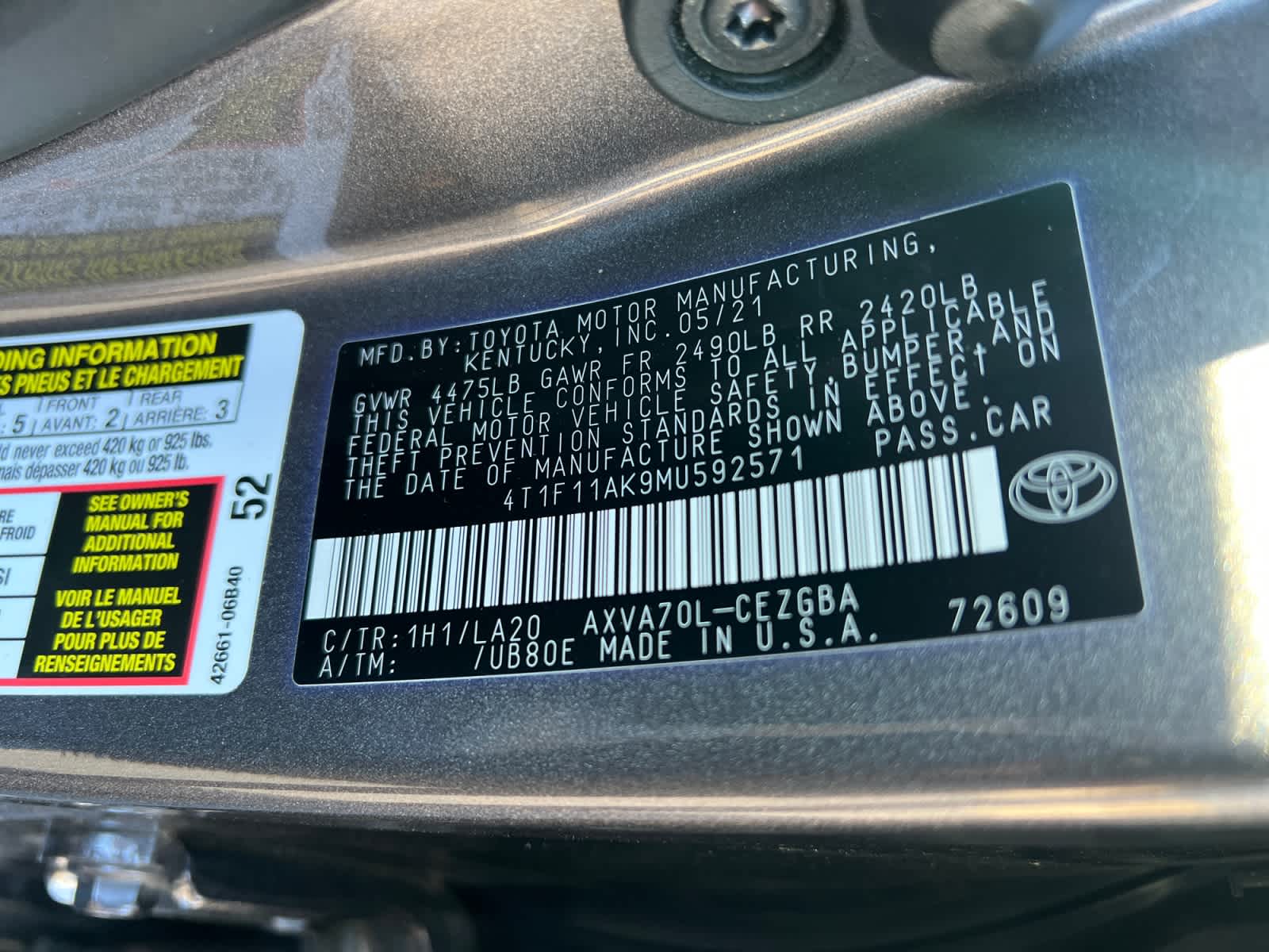 2021 Toyota Camry XLE Auto (SE)