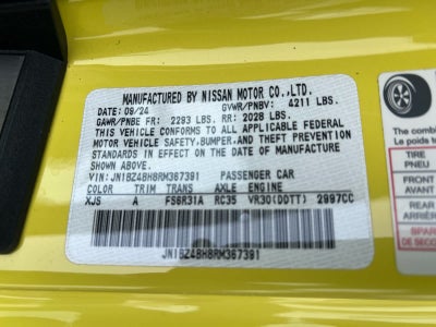 2024 Nissan Z Performance Manual