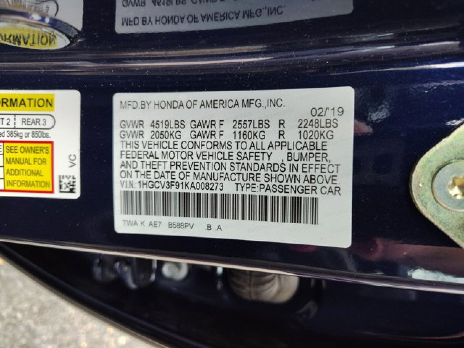 2019 Honda Accord Hybrid Touring