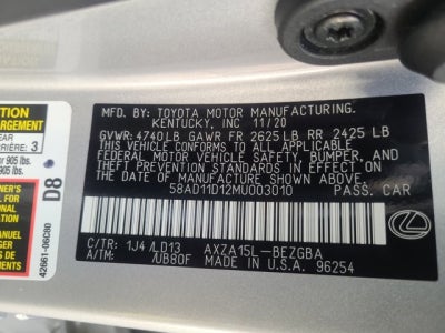 2021 Lexus ES ES 250 AWD