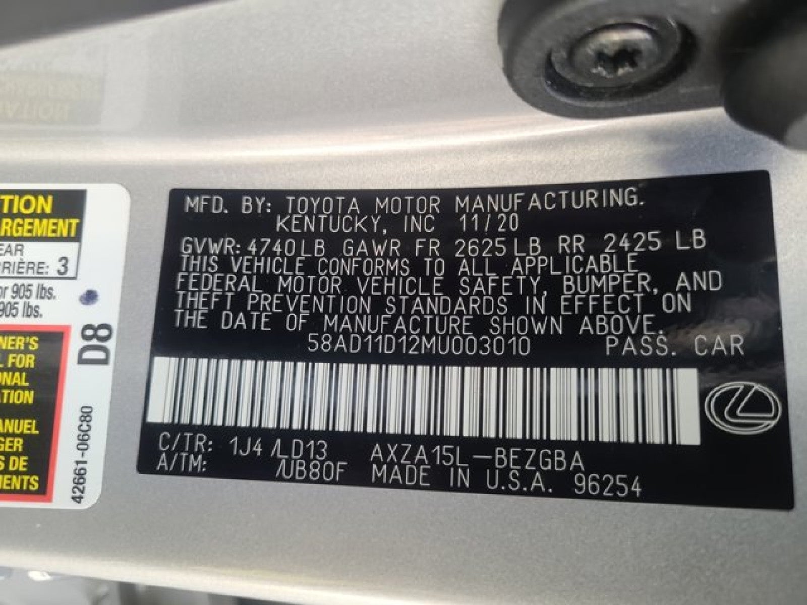 2021 Lexus ES ES 250 AWD