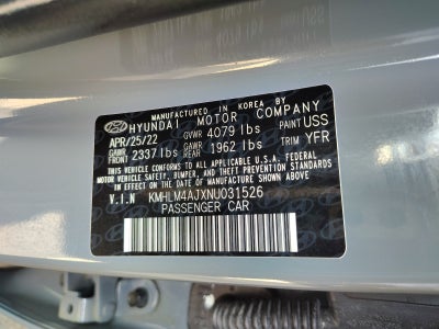 2022 Hyundai Elantra Hybrid Blue